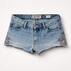 Lucky Brand Light Wash Denim Shorts with Floral Embroidery